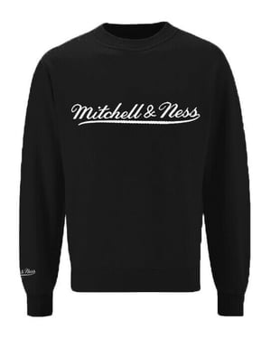 Mitchell ness script logo para hombre suéter negro