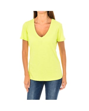 Camiseta manga corta y cuello en pico 3Y5T45-5JZMZ mujer
