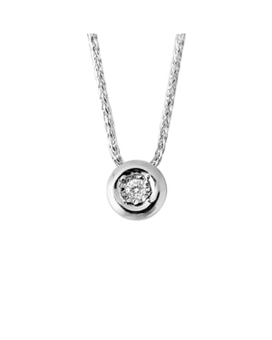Collar Solitario de diamantes 0,020 CTS SERTI Ilusión 0,50 Cts Oro blanco