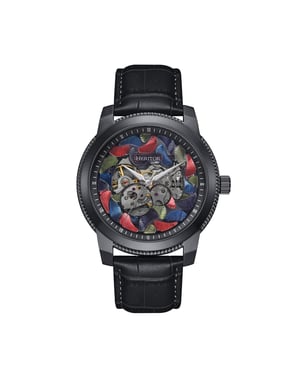 Reloj automático Heritor Emmanuel semiesqueleto con correa de cuero