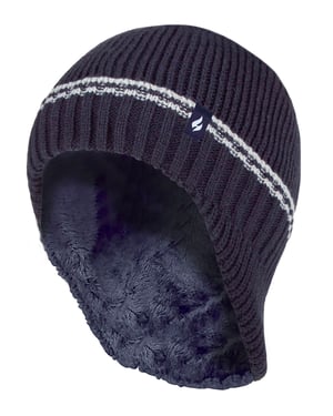 Heat Holders - Chicos Patrulla acanalado Bobble Pom Pom Sombrero para el invierno - Azul marino