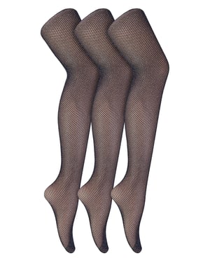 3 Pares Multipack Mallas de Red para Mujer | Snob de Calcetines | Medias con Estilo Ideal para Fiesta de Baile - Negro / Plata