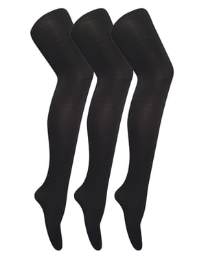 3 Pares de Mallas Opacas de 80 Deniers para Mujer | Sock Snob | Plain Block Colour Tights - Negro