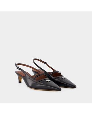 Maison Kitsune Sling Back Pointy - - Piel - Negro