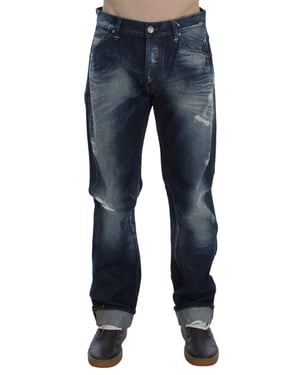 Jeans de algodón denims azul lavado para hombre de corte regular Acht