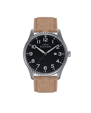 Reloj Elevon Crosswind con correa de cuero superpuesta en lona y fecha