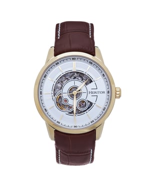 Reloj automático Heritor Davies semiesqueleto con correa de cuero