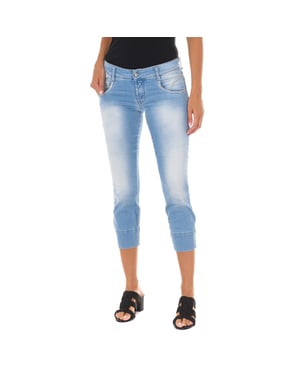 Pantalon pirata efecto gastado de tejido elástico 10DB50294 mujer