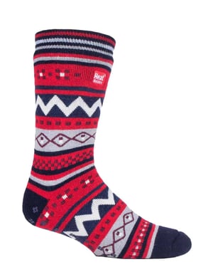 Calcetines térmicos antideslizantes para hombre con dibujo nórdico y pinzas de agarre