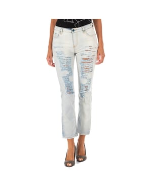 Pantalon Tejano Largo con corte del bajo recto 10DB50255 mujer