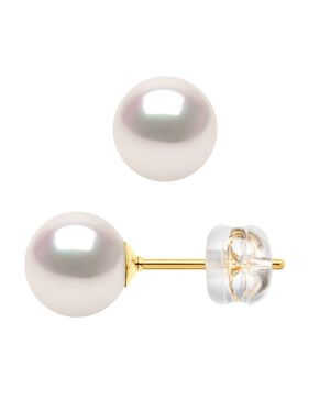 Pendientes Akoya Pearl Ronda 6-7 mm de oro blanco 18 quilates