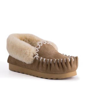 Aus Wooli Australia Mocasín de piel de oveja cosido a mano para mujer