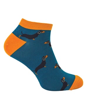Calcetines de Bambú para Hombre - Perro Salchicha (Teal)