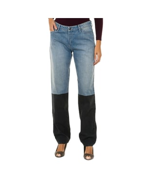 Pantalones largos tejanos con corte recto 6Y5J15-5DWSZ mujer