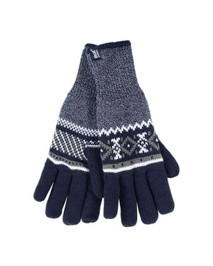 Hombre rayas nórdico Fairisle Zig Zag de punto forrado de lana caliente Guantes