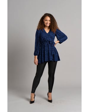 Pinky Leopard Wrap Top - Azul marino