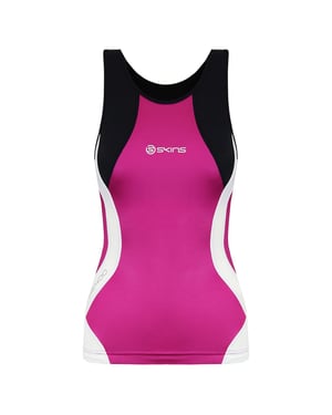 Skins Compresión Triatlón sin mangas sin manga de mujer rosa Back Top T49085051