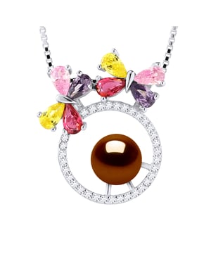 Collar de mariposa Pearl de agua dulce Ronda 8-9 mm de oro 925