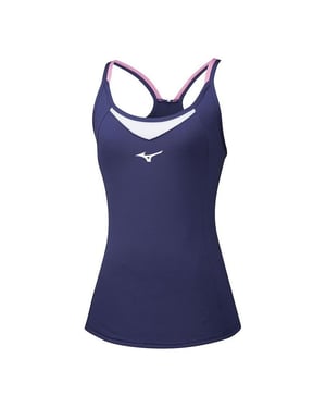 Camiseta de Tirantes Mizuno DryLite Mujer Azul Marino/Blanca