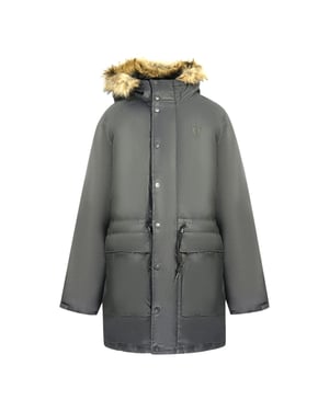 Parka negra con capucha y algodón encerado acolchado de Fred Perry