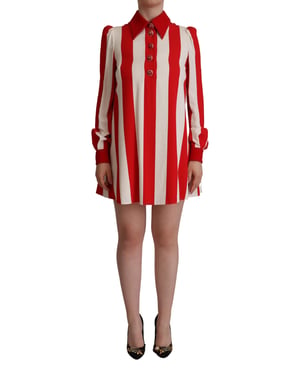 Vestido mini de camisa elástica blanco y rojo para mujer de Dolce & Gabbana