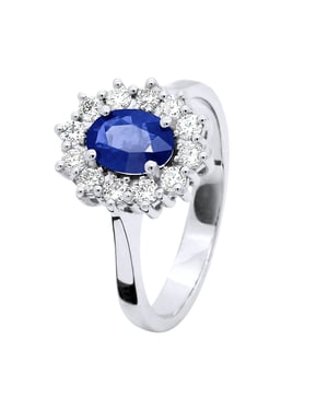 Toldo Ring Sapphire 1 CT Diamonds 0.36 CTS 18K White
