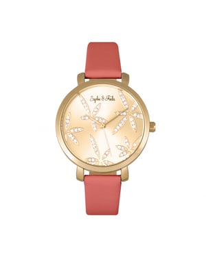 Reloj Sophie & Freda Key West con correa de cuero y cristales Swarovski