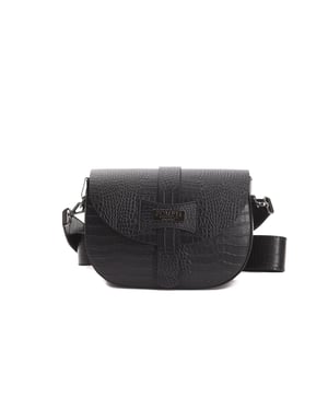 Bolso Cruzado de Cuero Negro Donatella para Mujer Pompei