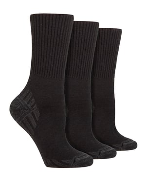 3 Pack Calcetines Diabéticos para Caminar para Hombre | IOMI FOOTNURSE | Extra Wide Soft Top Seamless Hiking Socks - Negro