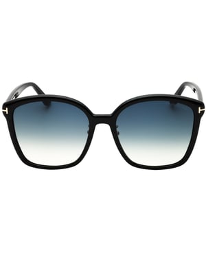 Gafas de sol negras brillantes con lentes degradados ahumados de Tom Ford