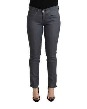 Jeans ajustados de algodón gris de tiro bajo para mujer de Levi's