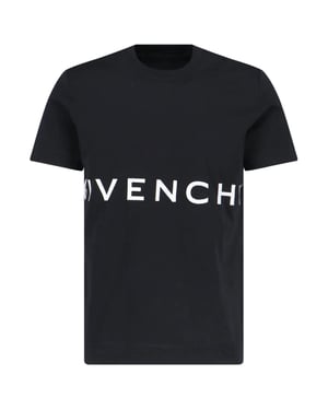 Camiseta negra extragrande con logo bordado de Givenchy