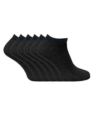 Calcetines Tobilleros 100% Algodón Hombre | Sock Snob | Transpirables No Show Soft Invisible Trainer Socks - Negro