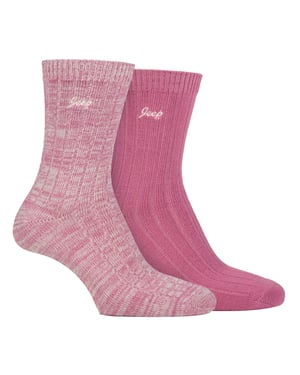 Womens Walking Boot Socks | Jeep | 2 Pack Calcetines Running Poliéster Alto Rendimiento - Cerise / Cream
