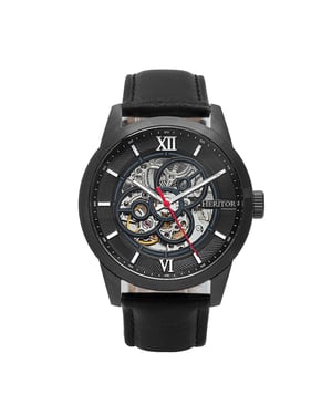 Reloj automático Heritor Jonas con correa de cuero y esqueleto