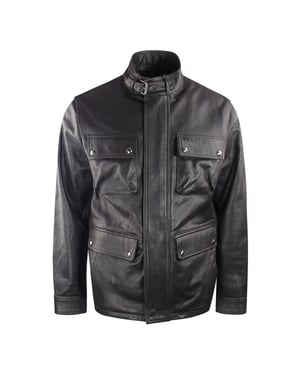Chaqueta de cuero Grant marrón oscuro de Belstaff