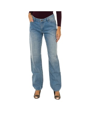 Pantalones tejanos largos con corte recto 6Y5J15-5DWQZ mujer