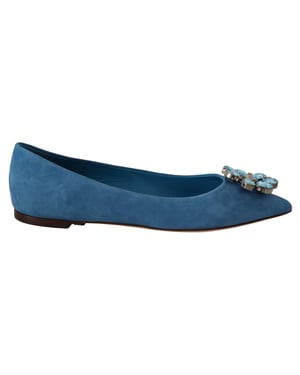 Mocasines planos de ante azul con cristales para mujer de Dolce & Gabbana