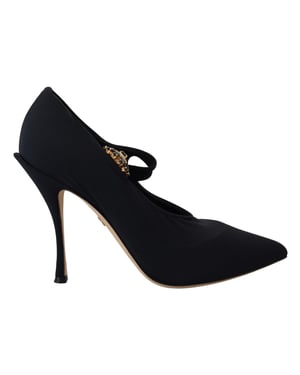 Zapatos de mujer con tacones de cristal elásticos negros de Dolce & Gabbana