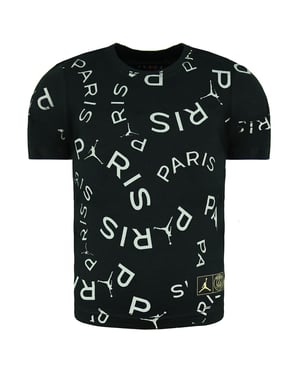 Nike Jordan Paris Manga Crew Teck Black/White Kids Camiseta impresa DD9755 010