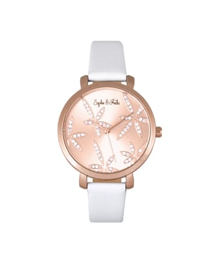 Reloj Sophie & Freda Key West con correa de cuero y cristales Swarovski