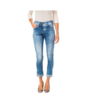 Pantalon Tejano Largo corte del bajo recto 10DBF0667 mujer