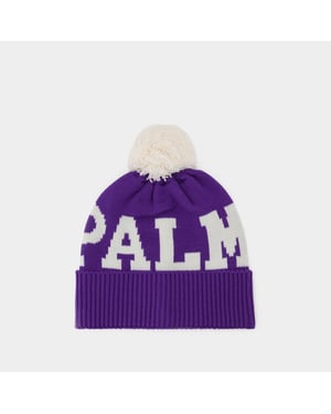 Gorro Pompón Logo Blanco y Morado