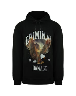 Daño criminal Eagle para hombre sudadera con capucha negra