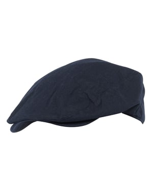 Gorra plana de lino para hombre en crema y denim - Azul denim