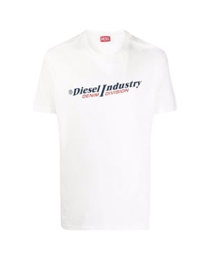Camiseta blanca con logo vaquero Industry de Diesel