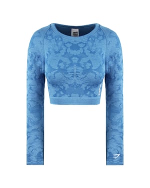 Gymshark adaptar a las mujeres camuflaje azul top corto