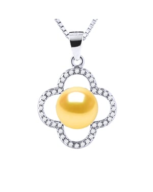 Collar de trébol Pearl White White 9-10 mm 925