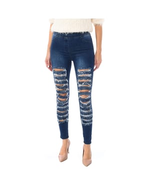 Legging estilo pantalón tejano largo de tejido elástico mujer D2001, Legging mujer, Legging tejano, Pantalón mujer