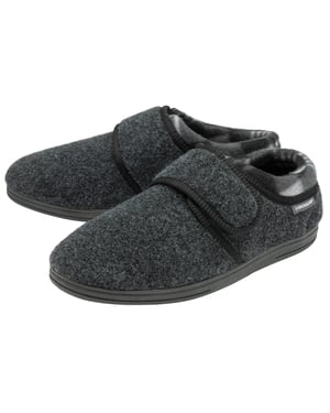 Pantuflas de Velcro para Hombre | Dunlop | Memory Foam | Orthapedic | Easy Close | House Bedroom Indoor - Charcoal
